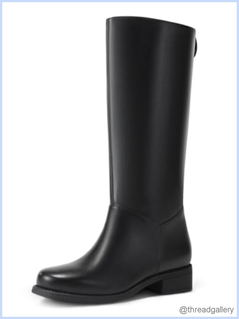 Faux Leather Mid Calf Pull On Boots Square Toe Block Heel Women